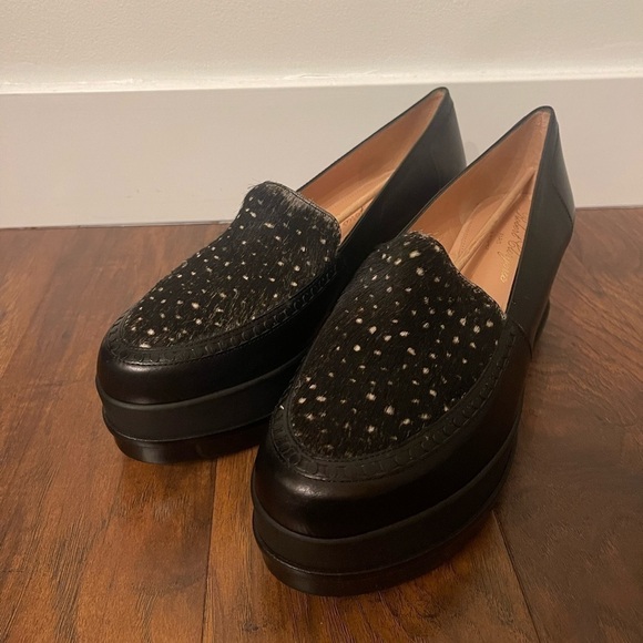 NWB Robert Clergerie Leather Wedge Loafers Size 39.5 - Picture 1 of 7